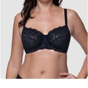 Dorina Bra 34DD Rosa Black Lace Underwire Full Cup Non-Padded NEW 34 dd
